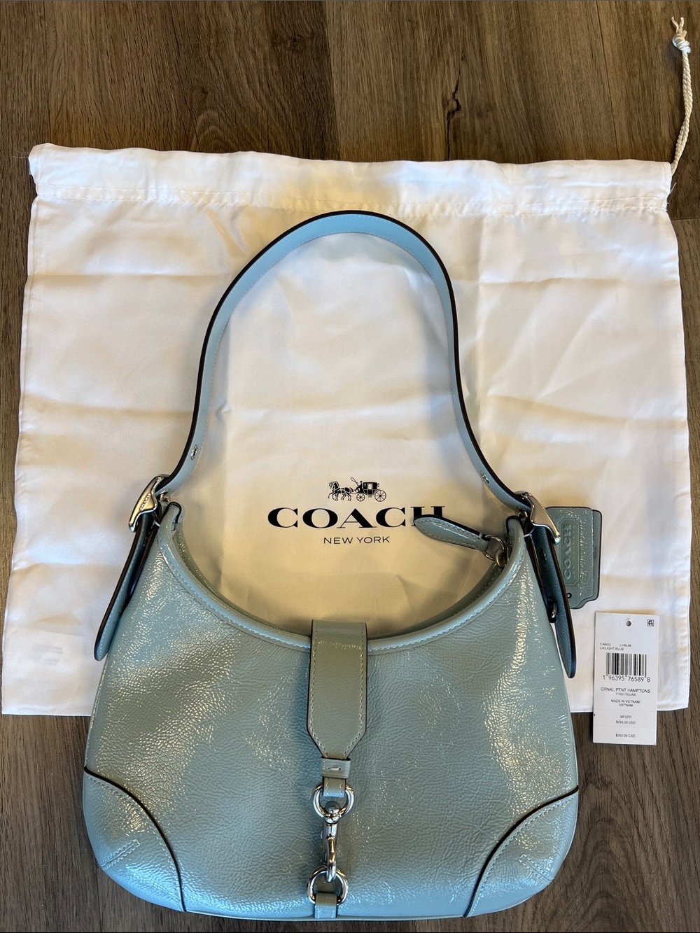 Coach Light Blue Patent Leather Shoulder Bag - Picture 4 of 6